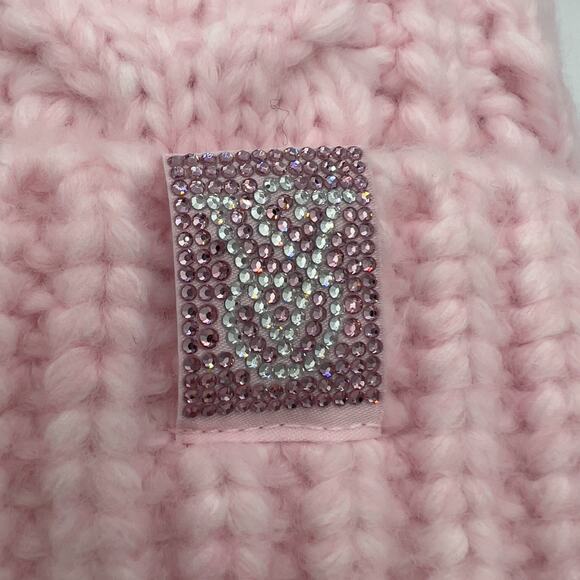 Victoria's Secret Beanie Hat Womens Pretty Pink Blossom Bling Patch Pom One Size - Picture 4 of 5